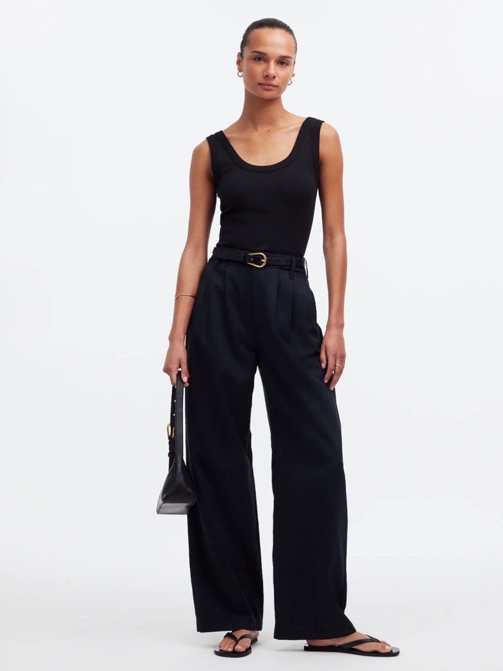 Madewell Harlow Black High-Rise Wide Leg Trousers size 10